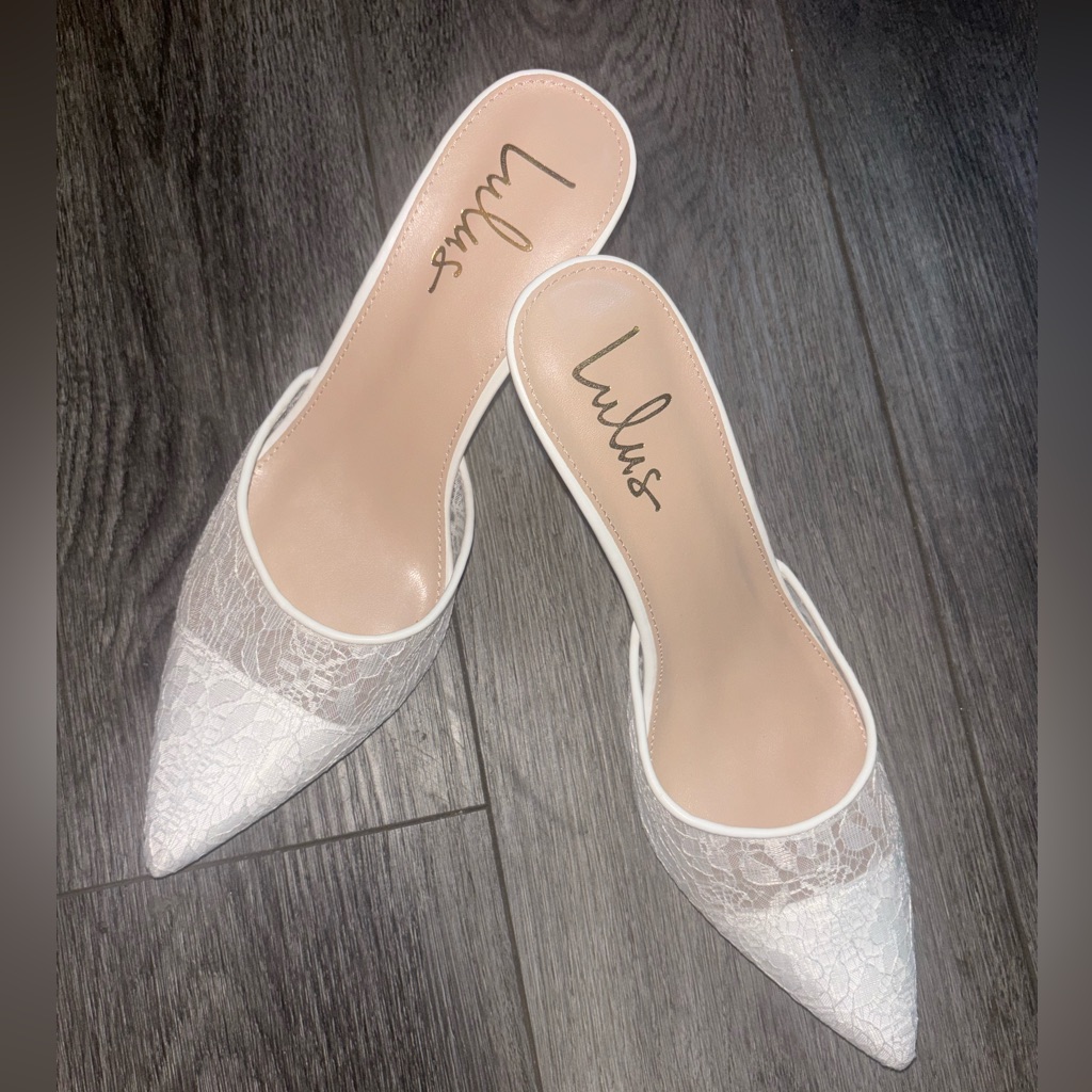 Lulu's White Sparkly Mules